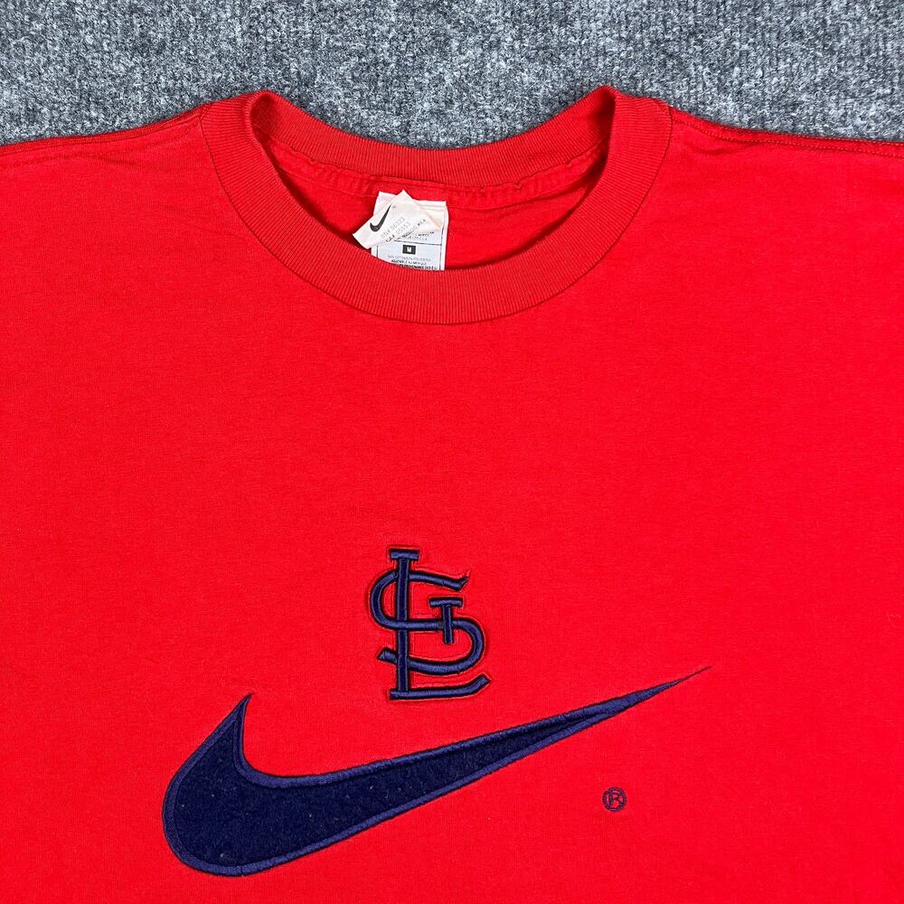 Nike T-Shirt Mens M Red St Louis Cardinals MLB Logo USA 90s Vintage Sports Tee